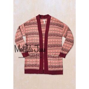 Matilda Jane Womens Cardigan Small Sweater Pink Maroon Forever Harmony Tunic